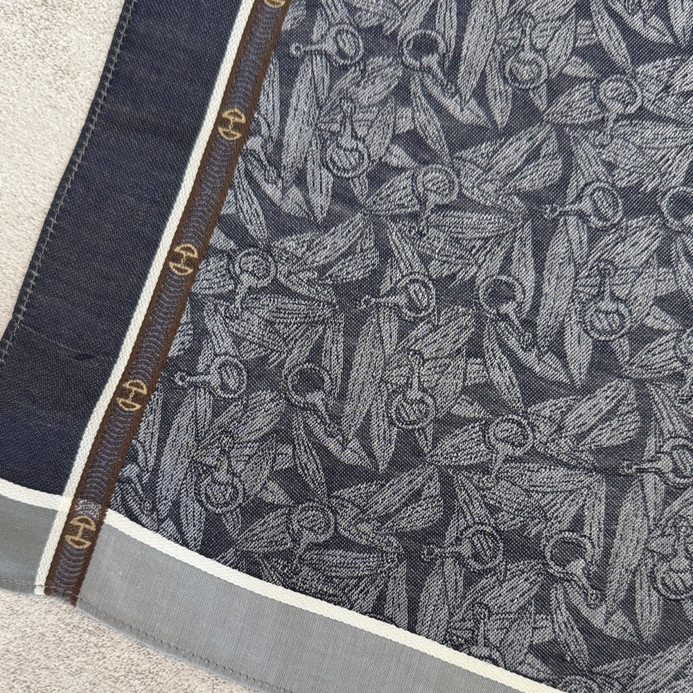 Celine Black and Gray Patterned Pocket Square vintage cotton - Picture 6 of 6